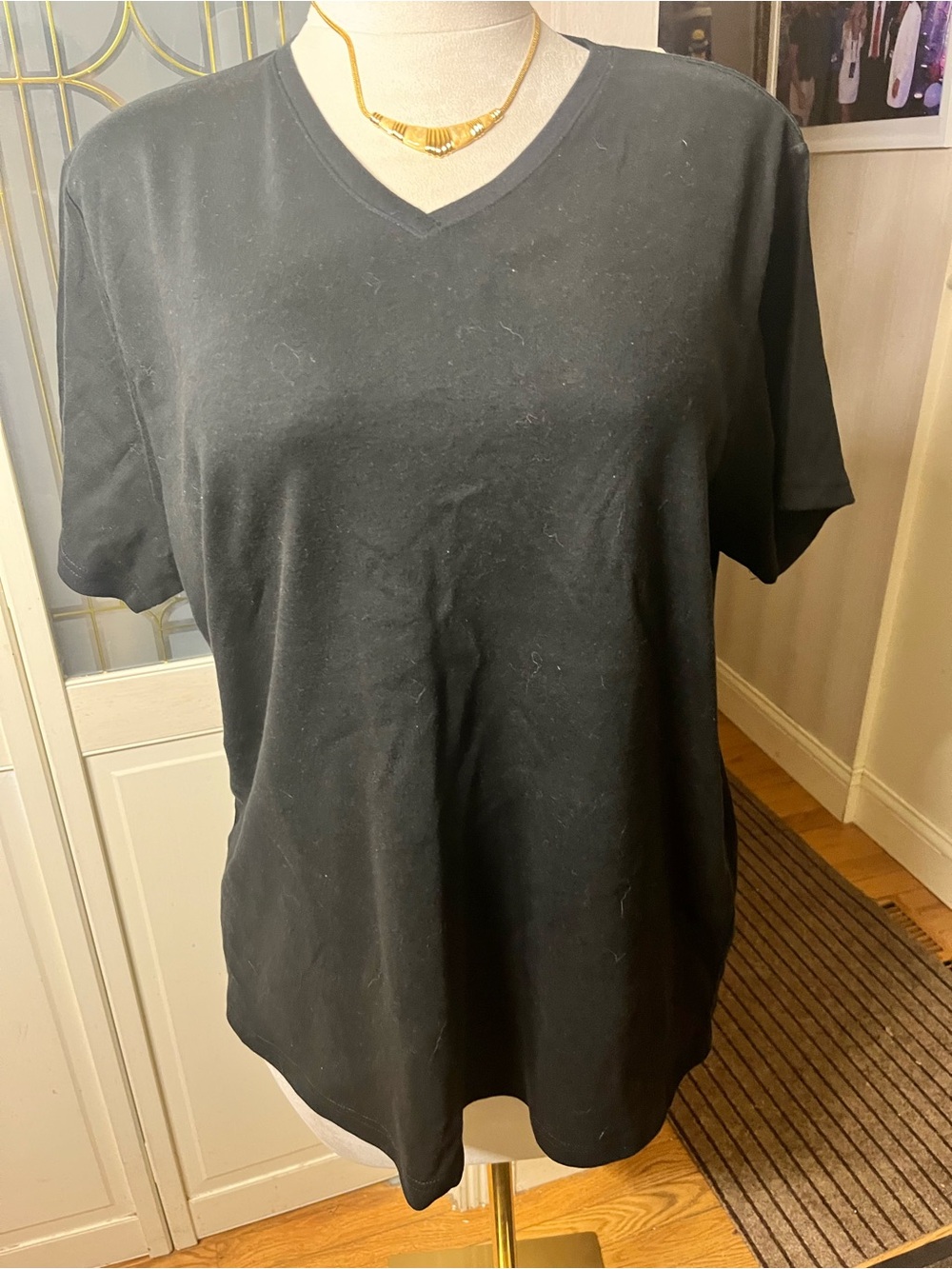 Falls Creek Black V Neck Tee Size 3X 100% Cotton Capsule Wardrobe Grunge